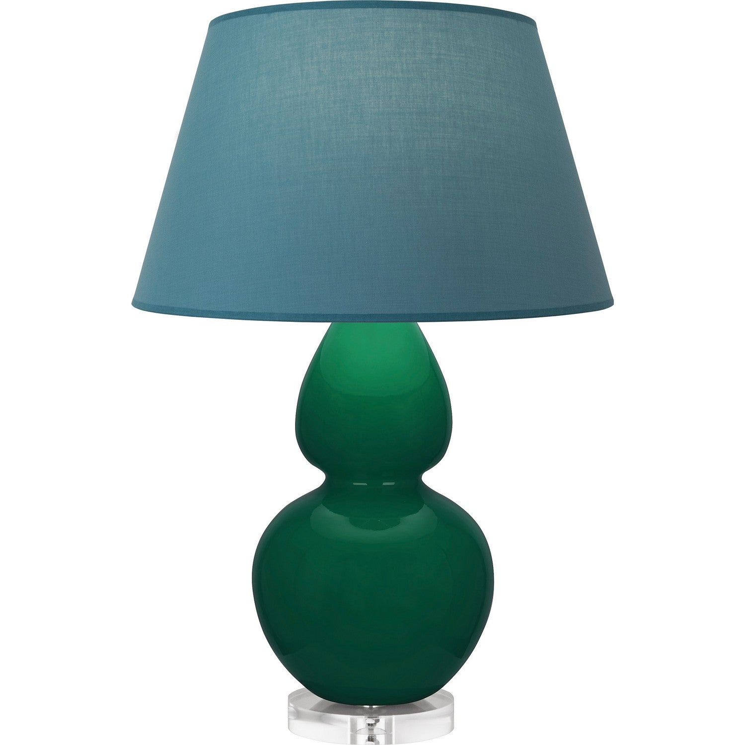 Robert Abbey - JU23B - One Light Table Lamp - Double Gourd - Jungle Glazed Ceramic w/Lucite