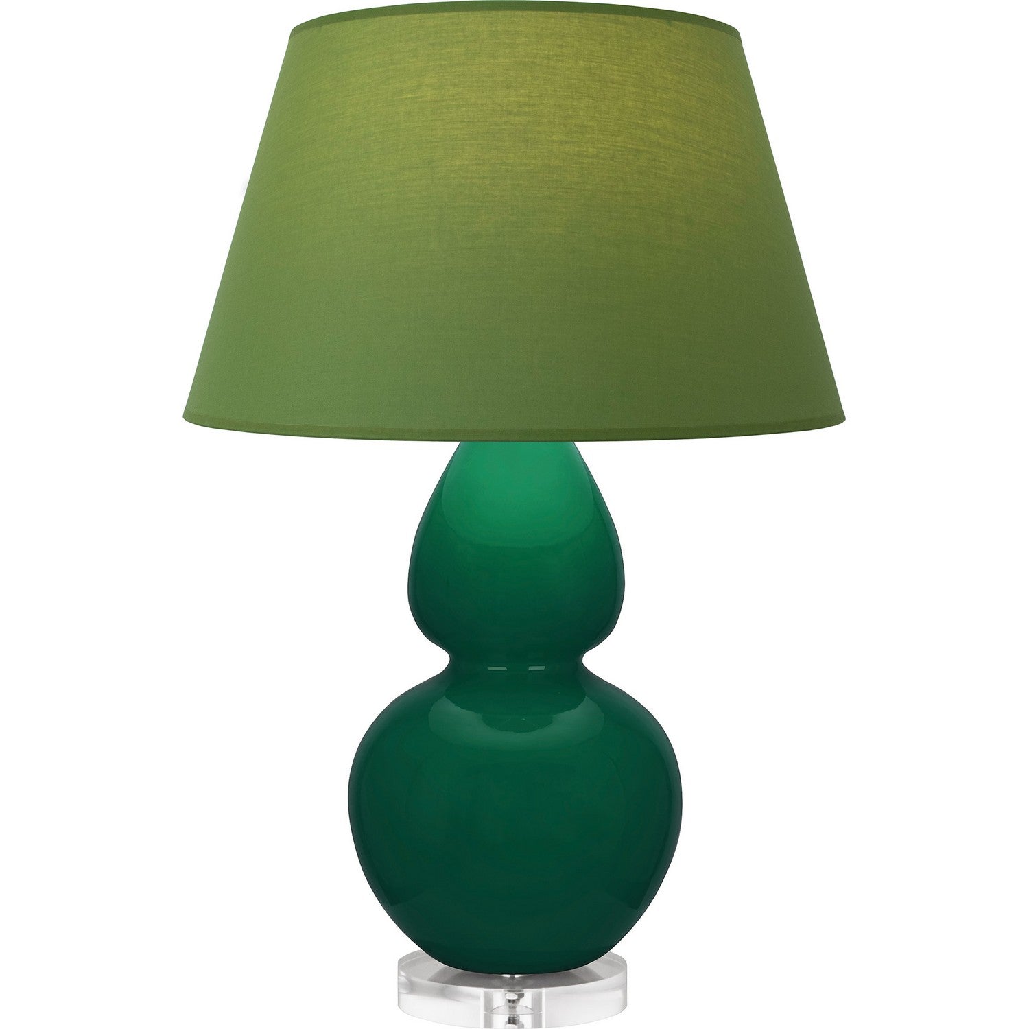 Robert Abbey - JU23G - One Light Table Lamp - Double Gourd - Jungle Glazed Ceramic w/Lucite