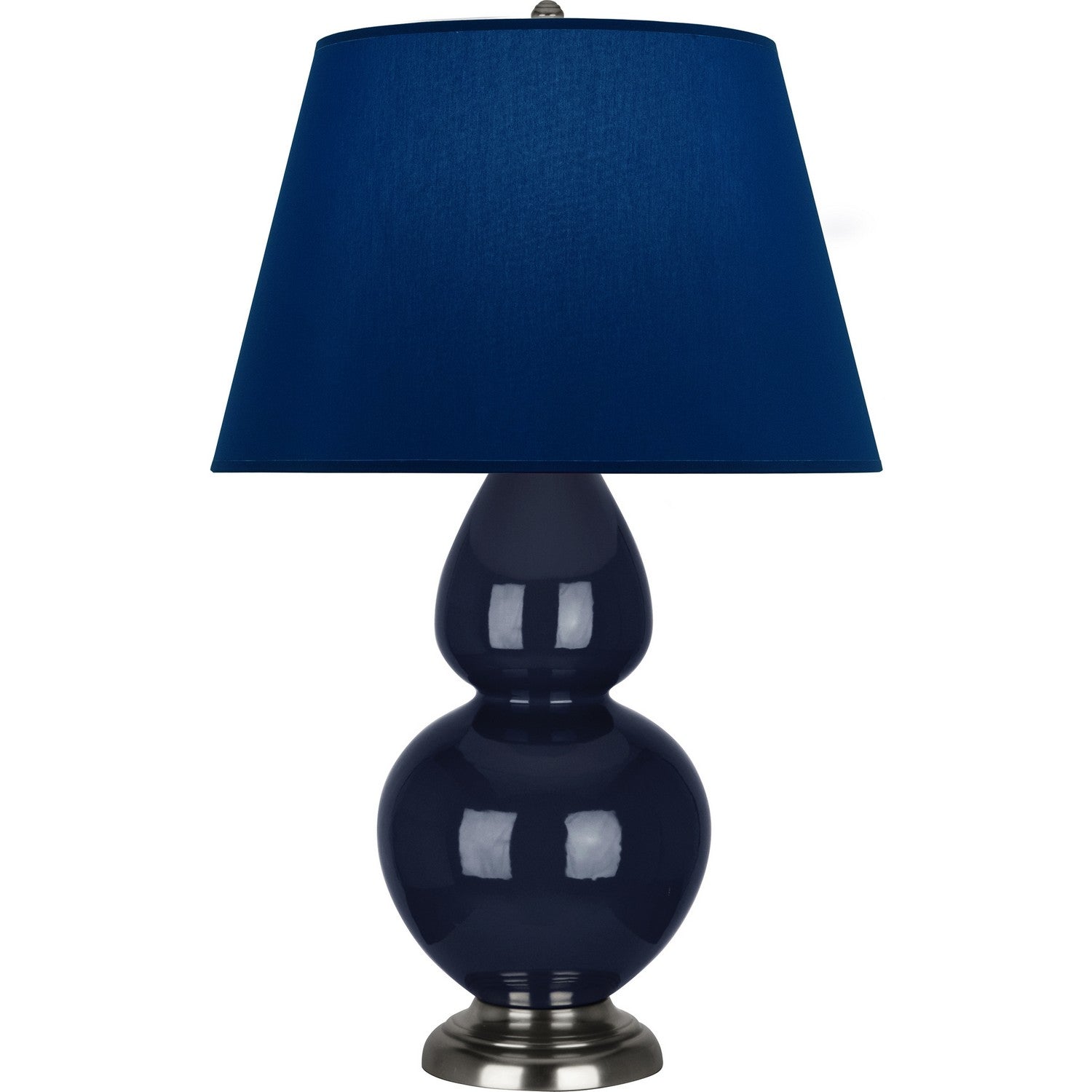 Robert Abbey - MB22N - One Light Table Lamp - Double Gourd - Midnight Blue Glazed Ceramic w/Antique Silvered