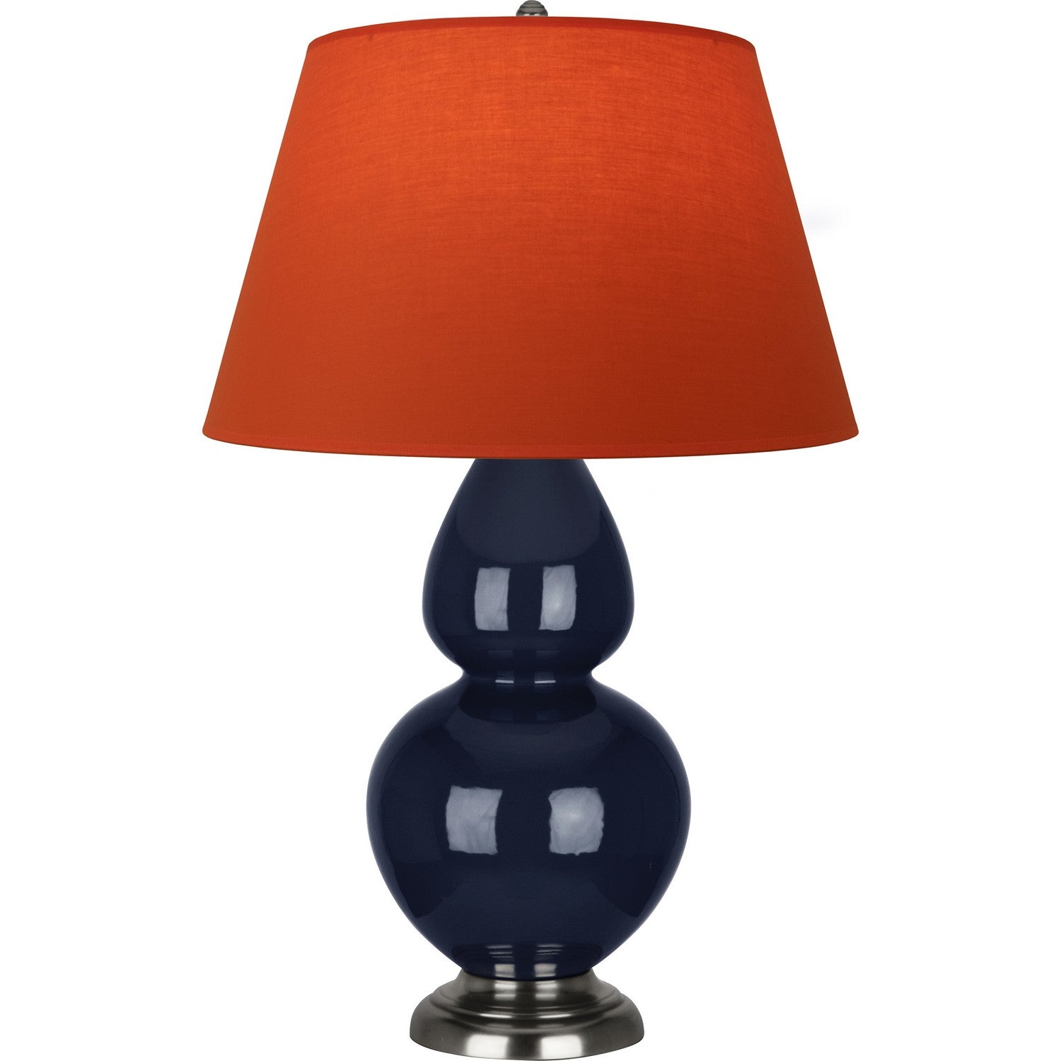 Robert Abbey - MB22T - One Light Table Lamp - Double Gourd - Midnight Blue Glazed Ceramic w/Antique Silvered