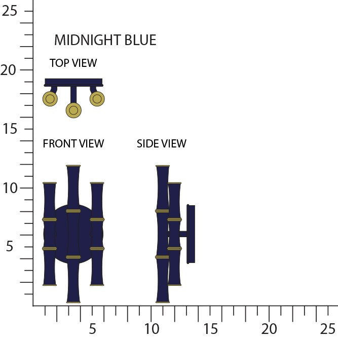 Robert Abbey - MB75 - Six Light Wall Sconce - Kane - Midnight Blue w/Modern Brass