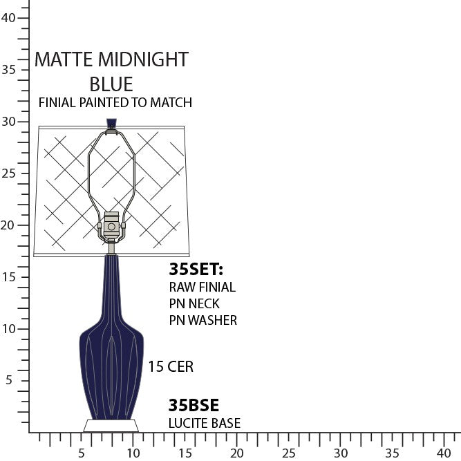 Robert Abbey - MMB35 - One Light Accent Lamp - Emma - Matte Midnight Blue Glazed Ceramic w/Polished Nickel/a Lucite
