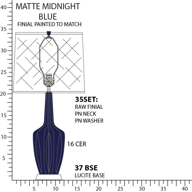 Robert Abbey - MMB37 - One Light Table Lamp - Emma - Matte Midnight Blue Glazed Ceramic w/Polished Nickel/a Lucite
