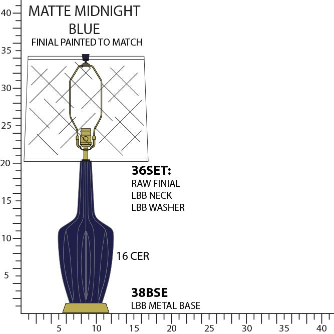 Robert Abbey - MMB38 - One Light Table Lamp - Emma - Matte Midnight Blue Glazed Ceramic w/Warm Brass