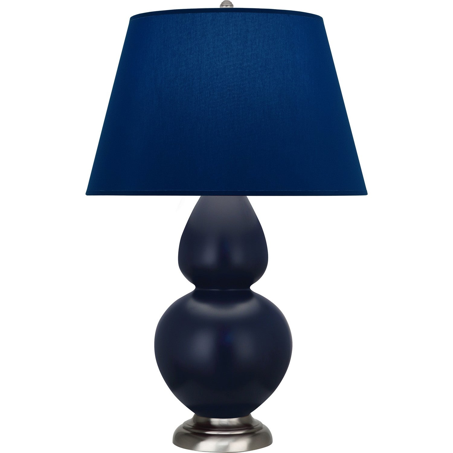 Robert Abbey - MMB59N - One Light Table Lamp - Double Gourd - Matte Midnight Blue Glazed Ceramic w/Antique Silvered