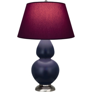 Robert Abbey - MMB59P - One Light Table Lamp - Double Gourd - Matte Midnight Blue Glazed Ceramic w/Antique Silvered