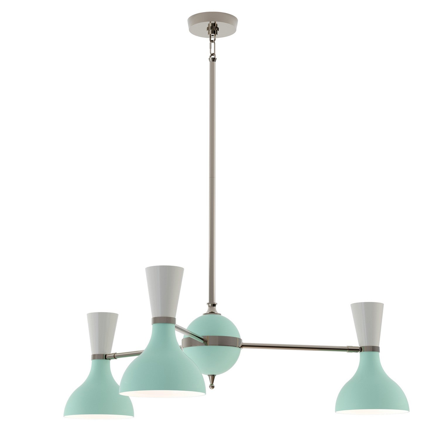 Robert Abbey - MN04LY - Three Light Chandelier - Clare - Polished Nickel w/Mint/Lily Painted Shades
