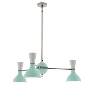 Robert Abbey - MN04LY - Three Light Chandelier - Clare - Polished Nickel w/Mint/Lily Painted Shades