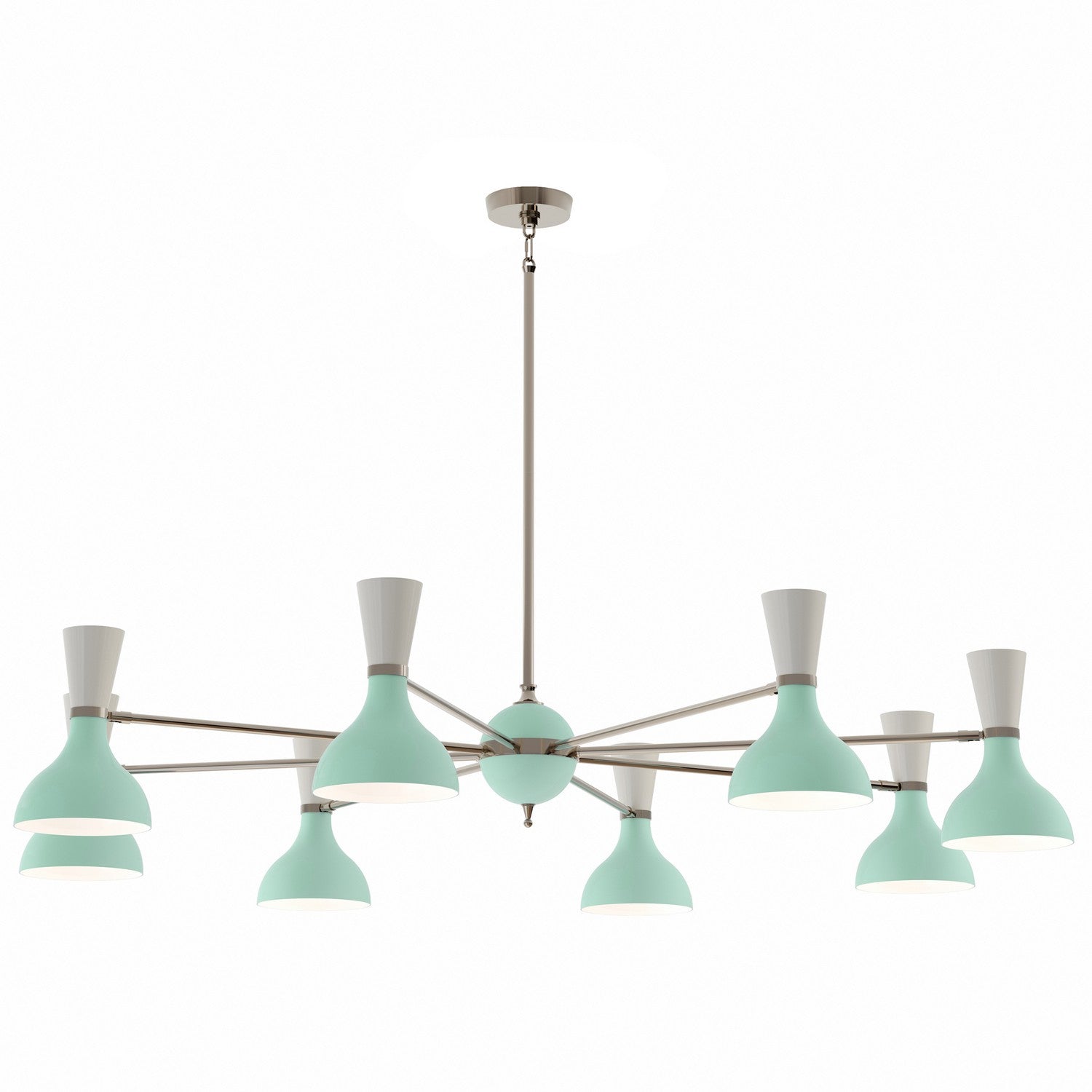 Robert Abbey - MN09LY - Eight Light Chandelier - Clare - Polished Nickel w/Mint/Lily Painted Shades