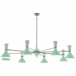 Robert Abbey - MN09LY - Eight Light Chandelier - Clare - Polished Nickel w/Mint/Lily Painted Shades