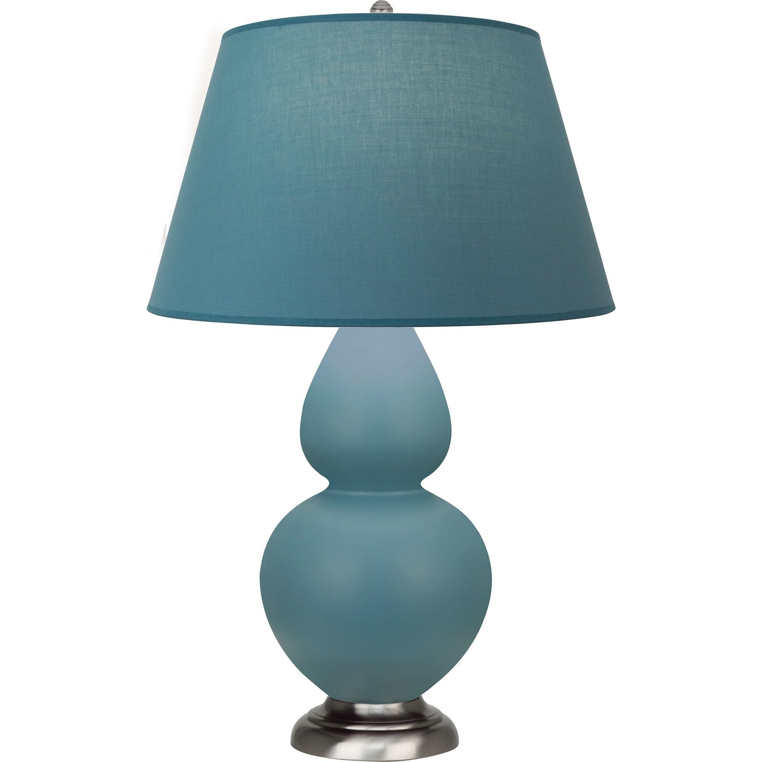 Robert Abbey - MOB59B - One Light Table Lamp - Double Gourd - Matte Steel Blue Glazed Ceramic w/Antique Silvered