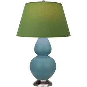 Robert Abbey - MOB59G - One Light Table Lamp - Double Gourd - Matte Steel Blue Glazed Ceramic w/Antique Silvered