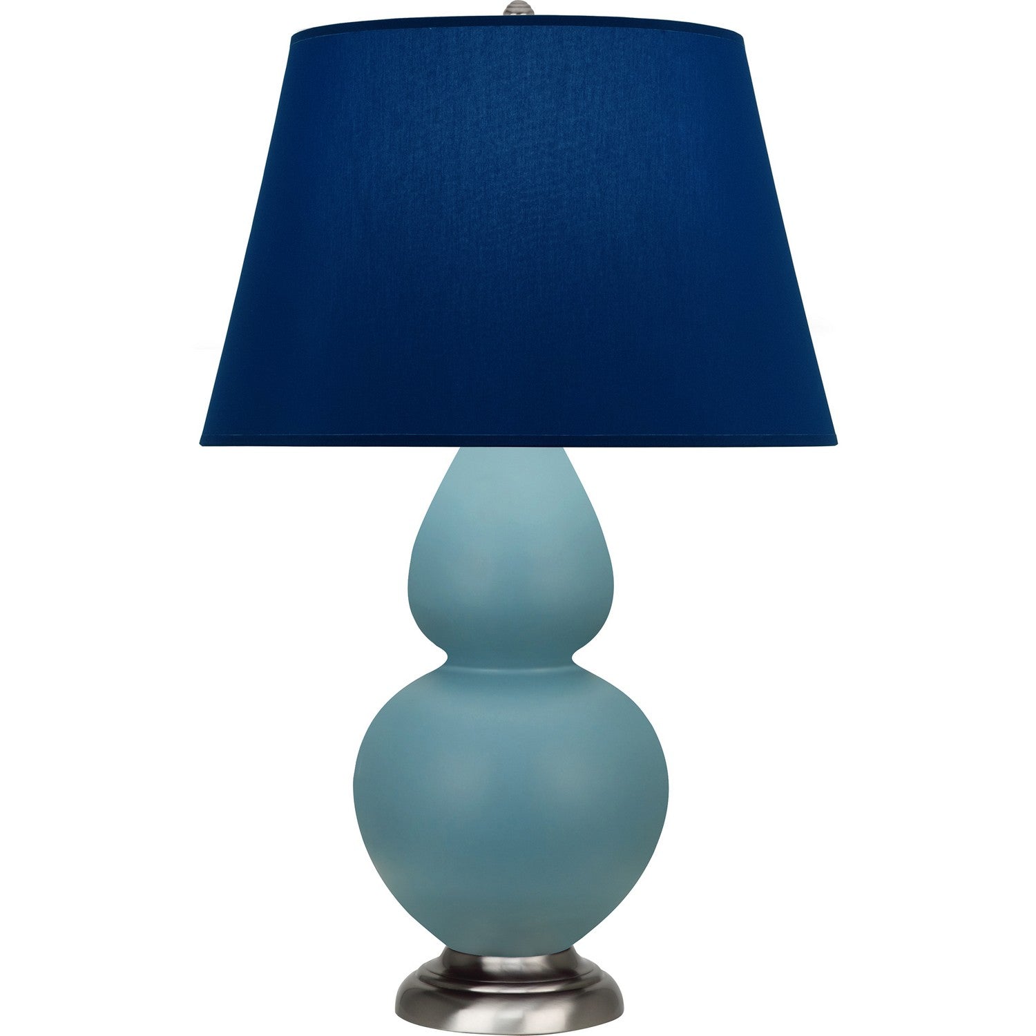 Robert Abbey - MOB59N - One Light Table Lamp - Double Gourd - Matte Steel Blue Glazed Ceramic w/Antique Silvered