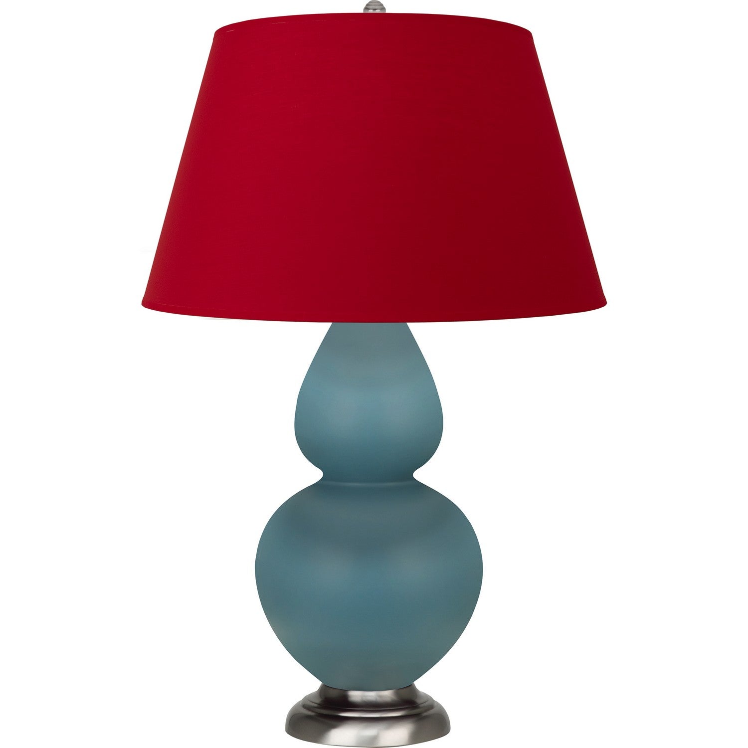Robert Abbey - MOB59R - One Light Table Lamp - Double Gourd - Matte Steel Blue Glazed Ceramic w/Antique Silvered