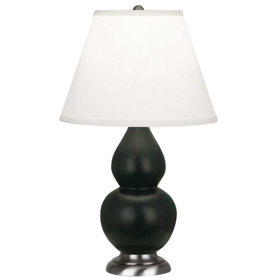 Robert Abbey - MOS52 - One Light Accent Lamp - Small Double Gourd - Matte Obsidian Glazed Ceramic w/Antique Silver