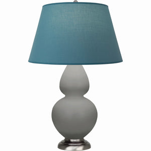 Robert Abbey - MST59B - One Light Table Lamp - Double Gourd - Matte Smokey Taupe Glazed Ceramic w/Antique Silvered