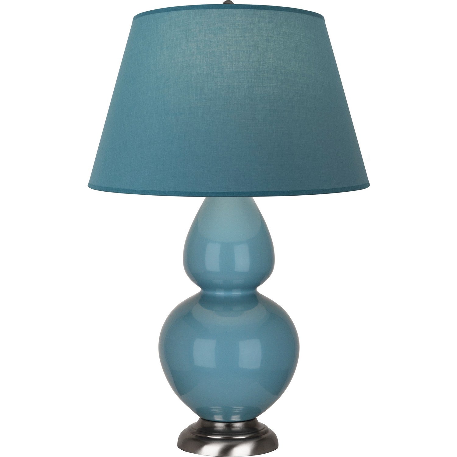 Robert Abbey - OB22B - One Light Table Lamp - Double Gourd - Steel Blue Glazed Ceramic w/Antique Silvered