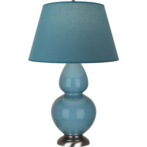 Robert Abbey - OB22B - One Light Table Lamp - Double Gourd - Steel Blue Glazed Ceramic w/Antique Silvered