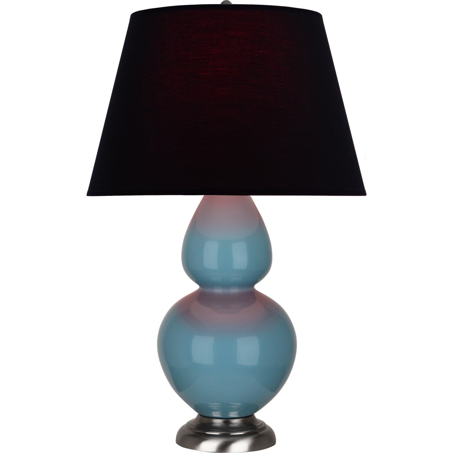 Robert Abbey - OB22K - One Light Table Lamp - Double Gourd - Steel Blue Glazed Ceramic w/Antique Silvered