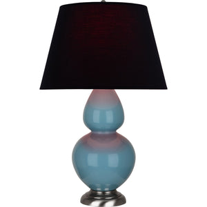 Robert Abbey - OB22K - One Light Table Lamp - Double Gourd - Steel Blue Glazed Ceramic w/Antique Silvered