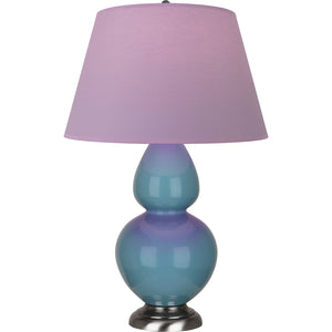 Robert Abbey - OB22L - One Light Table Lamp - Double Gourd - Steel Blue Glazed Ceramic w/Antique Silvered