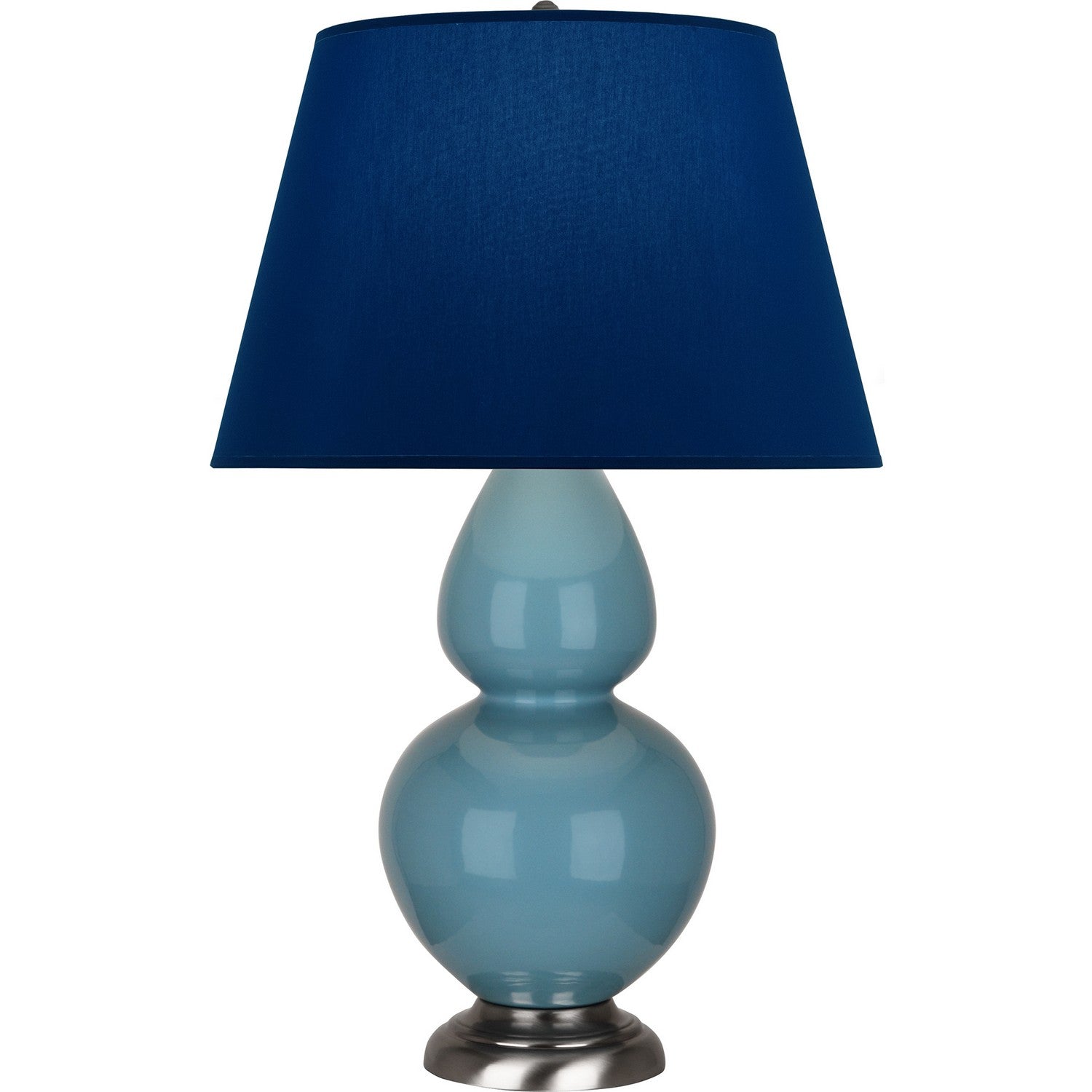 Robert Abbey - OB22N - One Light Table Lamp - Double Gourd - Steel Blue Glazed Ceramic w/Antique Silvered