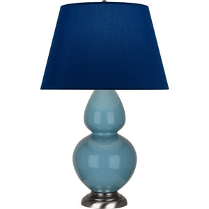 Robert Abbey - OB22N - One Light Table Lamp - Double Gourd - Steel Blue Glazed Ceramic w/Antique Silvered