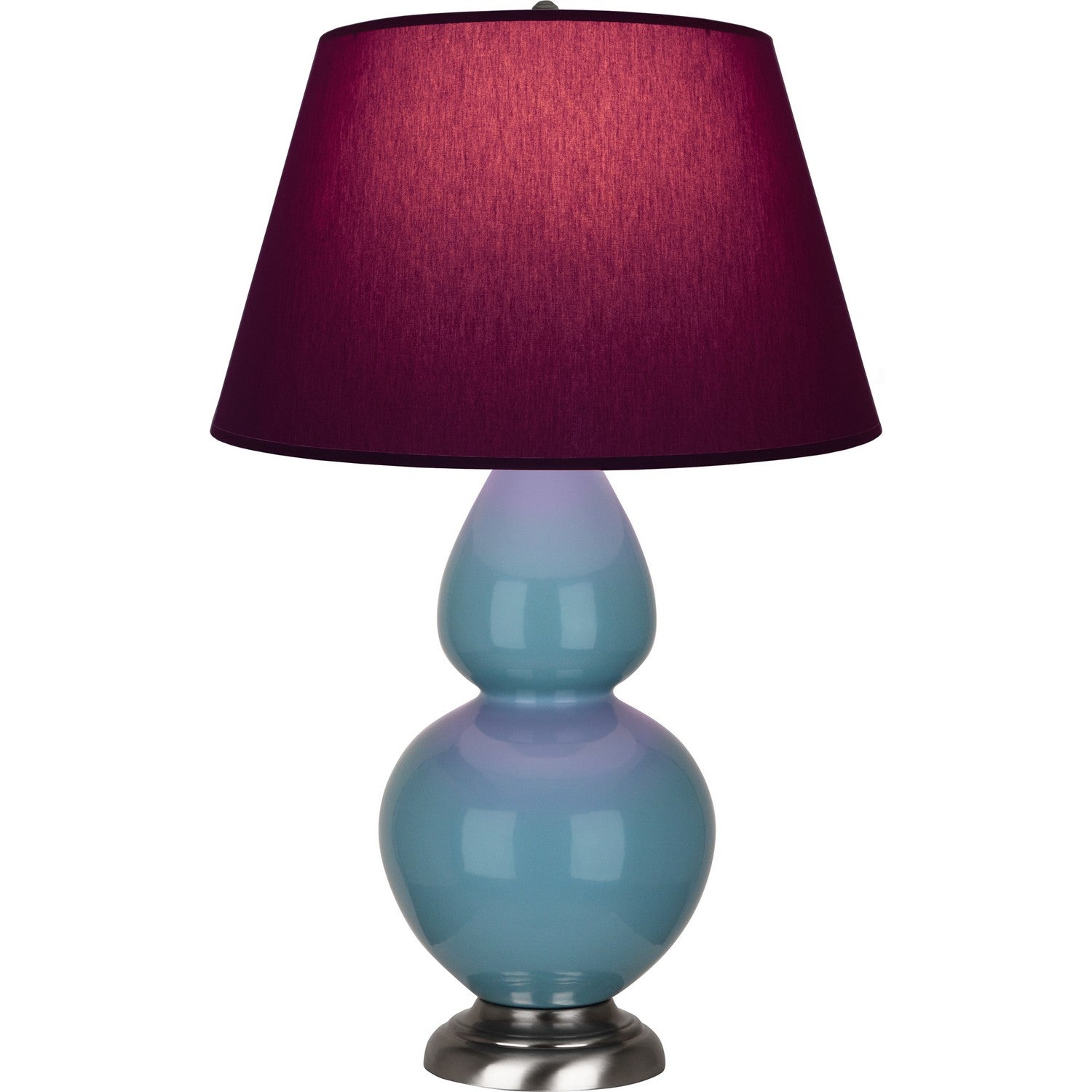 Robert Abbey - OB22P - One Light Table Lamp - Double Gourd - Steel Blue Glazed Ceramic w/Antique Silvered