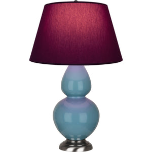 Robert Abbey - OB22P - One Light Table Lamp - Double Gourd - Steel Blue Glazed Ceramic w/Antique Silvered