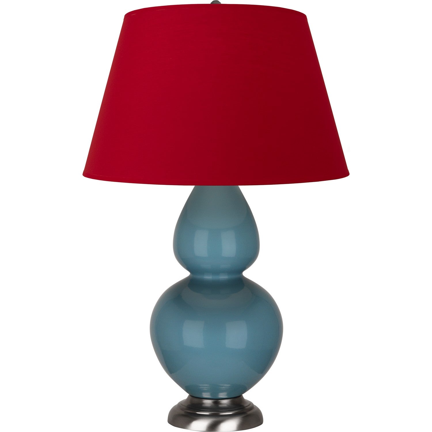 Robert Abbey - OB22R - One Light Table Lamp - Double Gourd - Steel Blue Glazed Ceramic w/Antique Silvered
