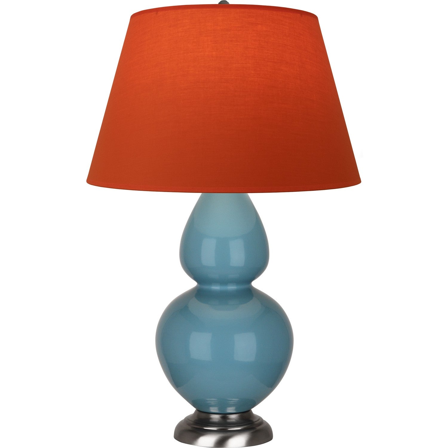 Robert Abbey - OB22T - One Light Table Lamp - Double Gourd - Steel Blue Glazed Ceramic w/Antique Silvered