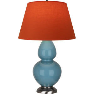 Robert Abbey - OB22T - One Light Table Lamp - Double Gourd - Steel Blue Glazed Ceramic w/Antique Silvered