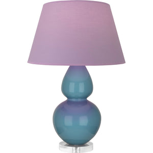 Robert Abbey - OB23L - One Light Table Lamp - Double Gourd - Steel Blue Glazed Ceramic w/Lucite