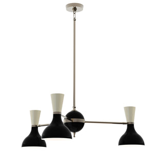 Robert Abbey - OS04BN - Three Light Chandelier - Clare - Polished Nickel w/Obsidian/Bone Painted Shades