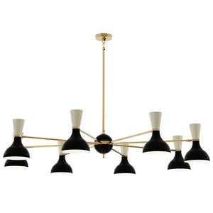 Robert Abbey - OS08BN - Eight Light Chandelier - Clare - Modern Brass w/Obsidian/Bone Painted Shades
