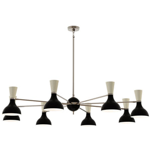 Robert Abbey - OS09BN - Eight Light Chandelier - Clare - Polished Nickel w/Obsidian/Bone Painted Shades