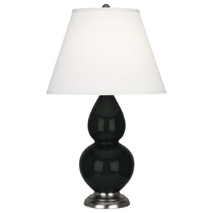 Robert Abbey - OS12X - One Light Accent Lamp - Small Double Gourd - Obsidian Glazed Ceramic w/Antique Silvered