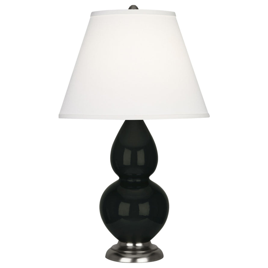 Robert Abbey - OS12X - One Light Accent Lamp - Small Double Gourd - Obsidian Glazed Ceramic w/Antique Silver