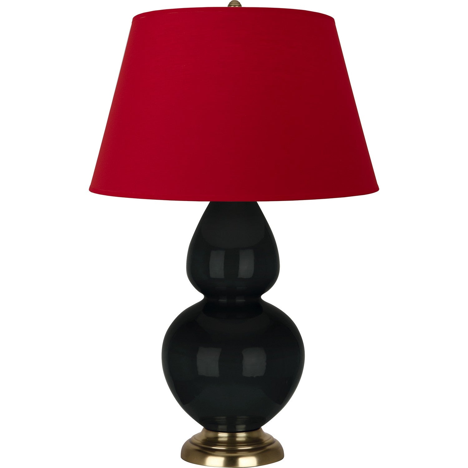 Robert Abbey - OS20R - One Light Table Lamp - Double Gourd - Obsidian Glazed Ceramic w/Antique Natural Brassed