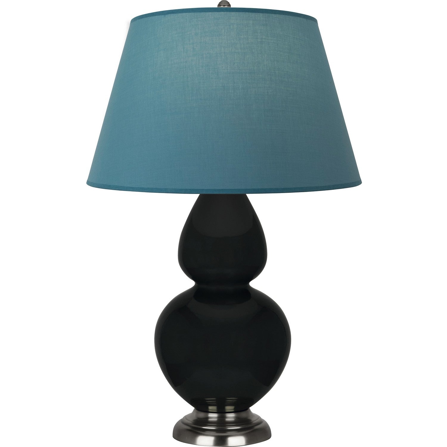 Robert Abbey - OS22B - One Light Table Lamp - Double Gourd - Obsidian Glazed Ceramic w/Antique Silvered