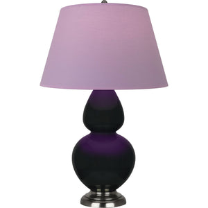 Robert Abbey - OS22L - One Light Table Lamp - Double Gourd - Obsidian Glazed Ceramic w/Antique Silvered