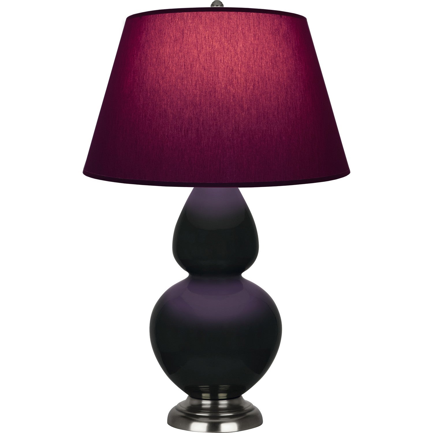 Robert Abbey - OS22P - One Light Table Lamp - Double Gourd - Obsidian Glazed Ceramic w/Antique Silvered