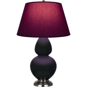 Robert Abbey - OS22P - One Light Table Lamp - Double Gourd - Obsidian Glazed Ceramic w/Antique Silvered
