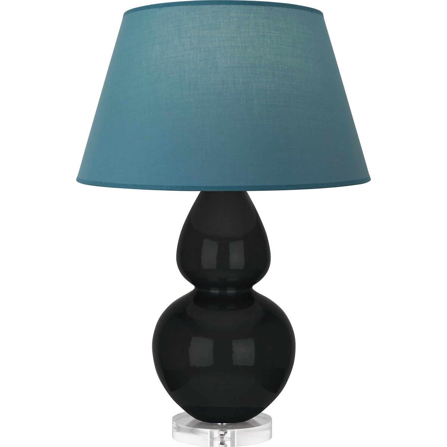 Robert Abbey - OS23B - One Light Table Lamp - Double Gourd - Obsidian Glazed Ceramic w/Lucite
