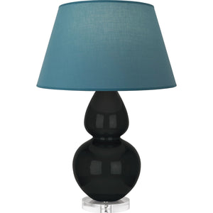 Robert Abbey - OS23B - One Light Table Lamp - Double Gourd - Obsidian Glazed Ceramic w/Lucite