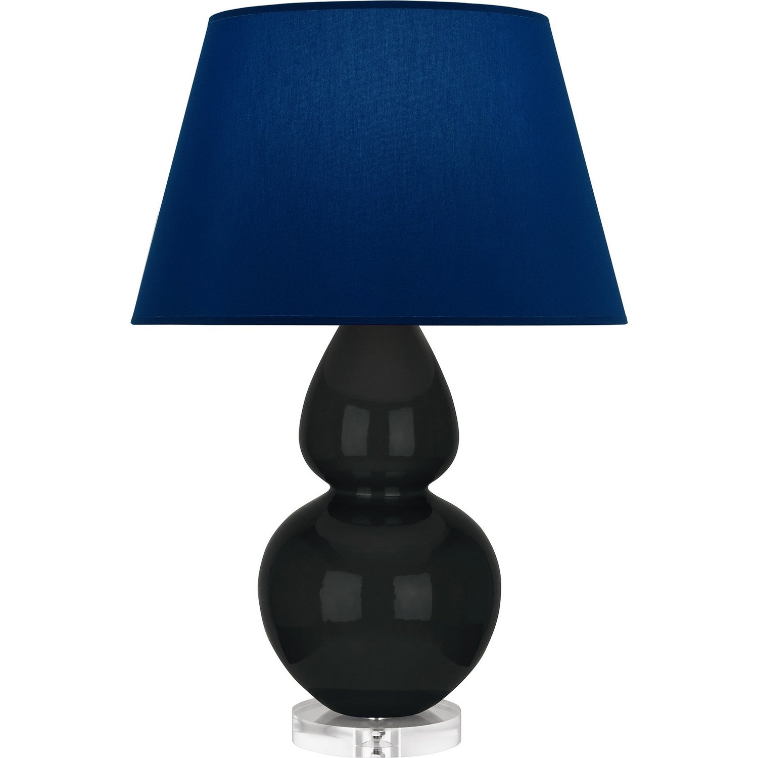 Robert Abbey - OS23N - One Light Table Lamp - Double Gourd - Obsidian Glazed Ceramic w/Lucite