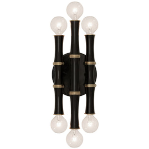 Robert Abbey - OS75 - Six Light Wall Sconce - Kane - Obsidian w/Modern Brass