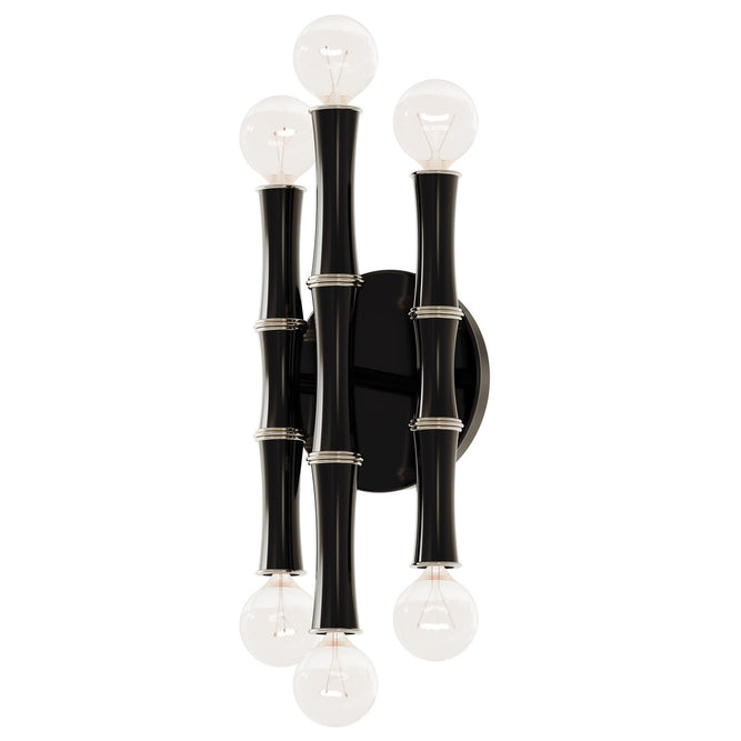 Robert Abbey - OS76 - Six Light Wall Sconce - Kane - Obsidian w/Polished Nickel