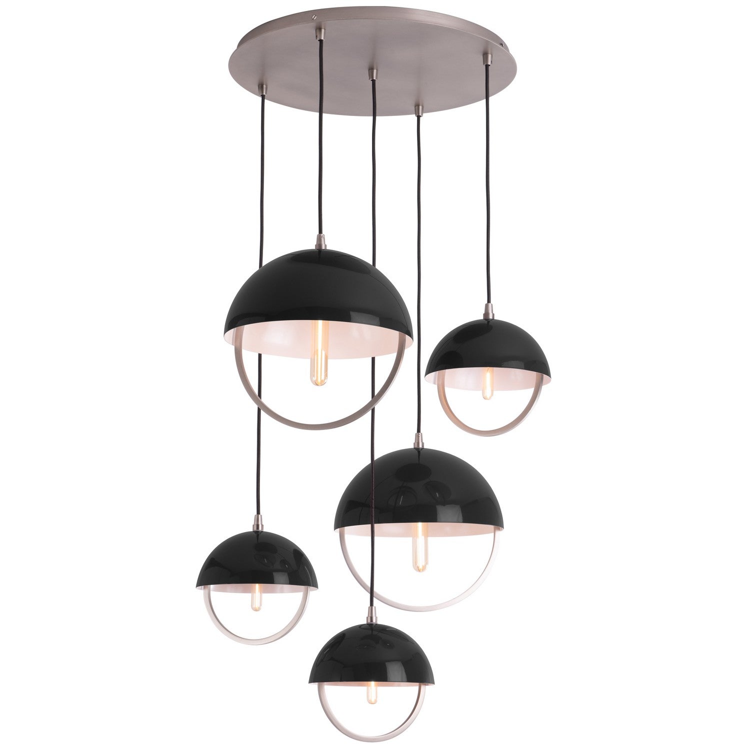 Robert Abbey - P589BLK - Five Light Pendant - Mavisten Edition Copernica - Pewter w/Piano Black Painted Metal Shade
