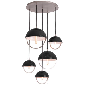 Robert Abbey - P589BLK - Five Light Pendant - Mavisten Edition Copernica - Pewter w/Piano Black Painted Metal Shade